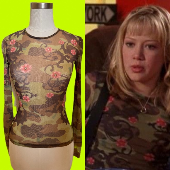 Vintage Tops - Y2K Mesh Camo Top ASO Lizzie McGuire